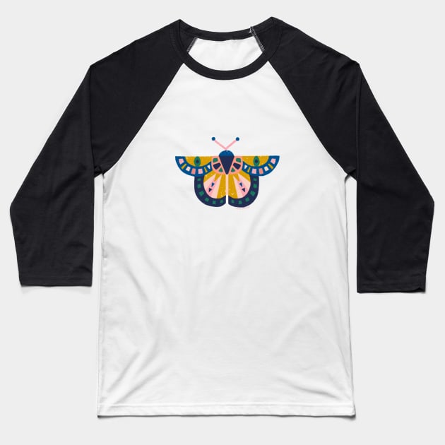 Mosaic Butterfly Baseball T-Shirt by ellolovey